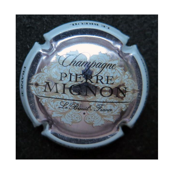 Muselet champagne Pierre Mignon n° 135d rosé violacé contour blanc