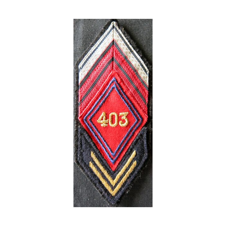 LOSANGE DE BRAS MODÈLE 45 : Écusson de brigadier chef du 403° RAA régiment d'artillerie antiaérienne
