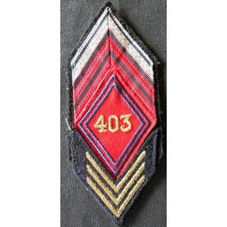 LOSANGE DE BRAS MODÈLE 45 : Écusson de brigadier chef du 403° RAA régiment d'artillerie antiaérienne