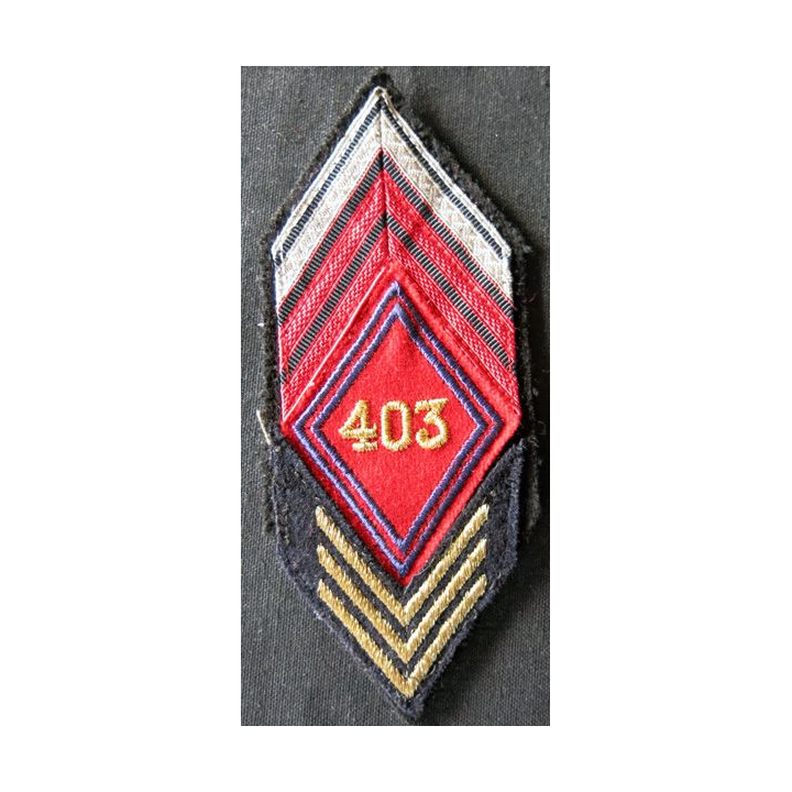 LOSANGE DE BRAS MODÈLE 45 : Écusson de brigadier chef du 403° RAA régiment d'artillerie antiaérienne