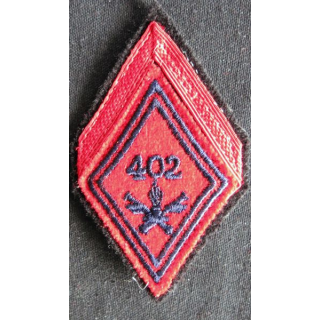 LOSANGE DE BRAS MODÈLE 45 : Écusson de canonnier de 1° classe du 402° RAA régiment d'artillerie antiaérienne