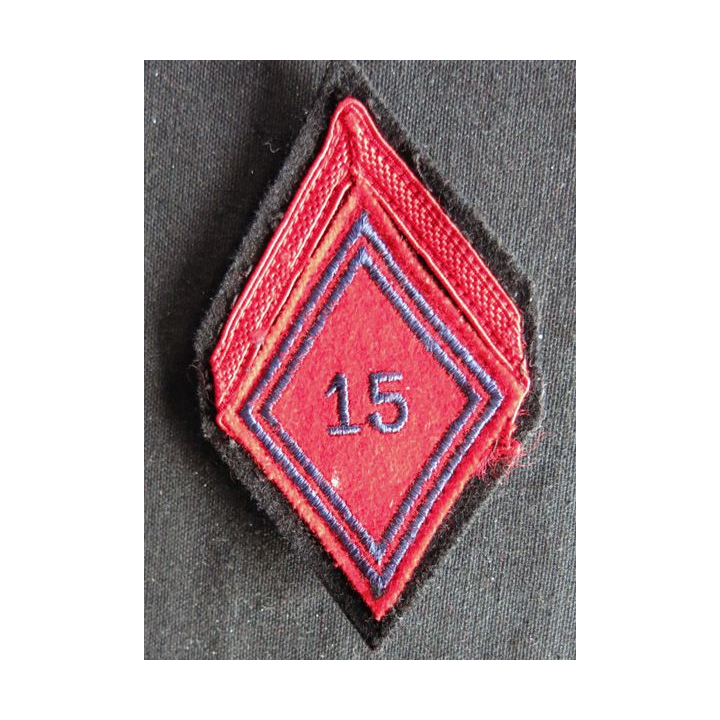 LOSANGE DE BRAS MODÈLE 45 : Écusson de canonnier de 1° classe du 15° RA régiment d'artillerie