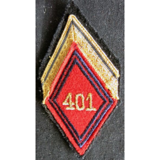 LOSANGE DE BRAS MODÈLE 45 : Écusson de maréchal des logis du 401° RAA régiment d'artillerie antiaérienne