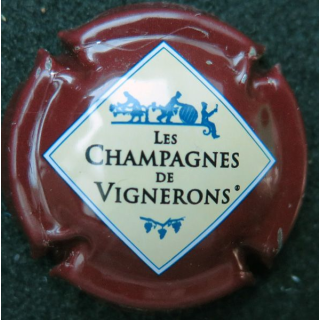 Capsule Muselet LES CHAMPAGNES DE VIGNERONS n° 665a tonneau strié Bordeaux