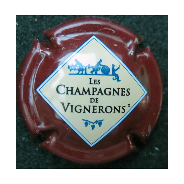 Capsule Muselet LES CHAMPAGNES DE VIGNERONS n° 665a tonneau strié Bordeaux