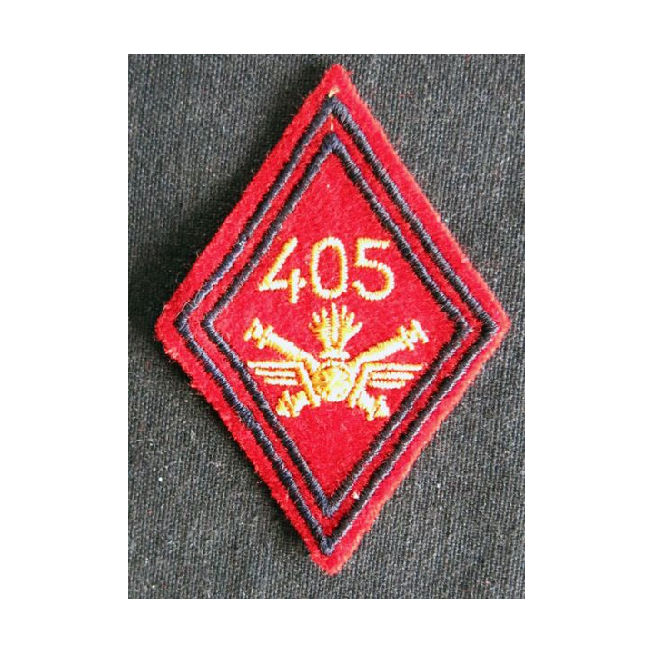 LOSANGE DE BRAS MODÈLE 45 : Écusson de sous officiers du 405° RAA régiment d'artillerie antiaérienne