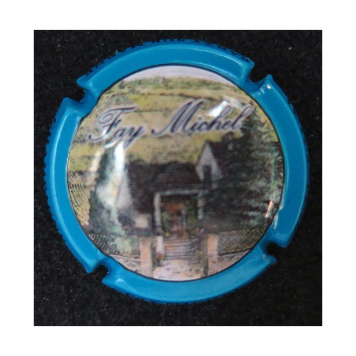 Capsule Muselet de bouteille de champagne Faÿ Michel contour bleu pétrole
