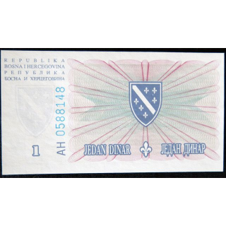 BOSNIE HERZEGOVINE : billet de banque de 1 dinar Neuf 1994
