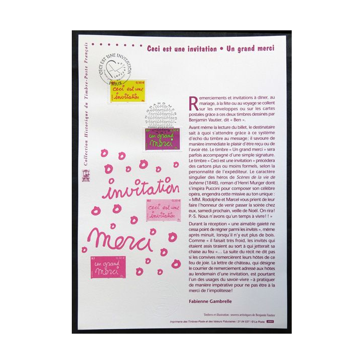 Document philatéliques officiels la Poste Saint Valentin 2004 Channel
