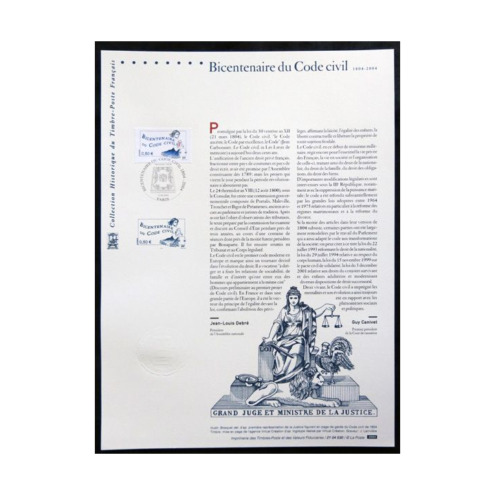 Document philatéliques officiels la Poste Bicentenaire du code civil