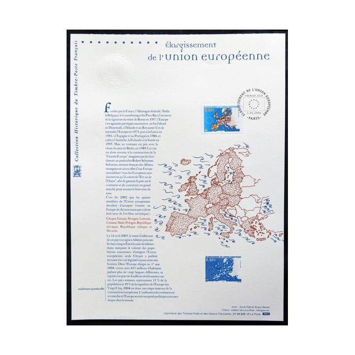 Document philatéliques officiels la Poste Elargissement de l'union européenne