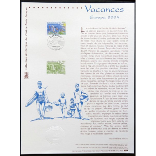 Document philatéliques officiels la Poste Vacances Europa 2004