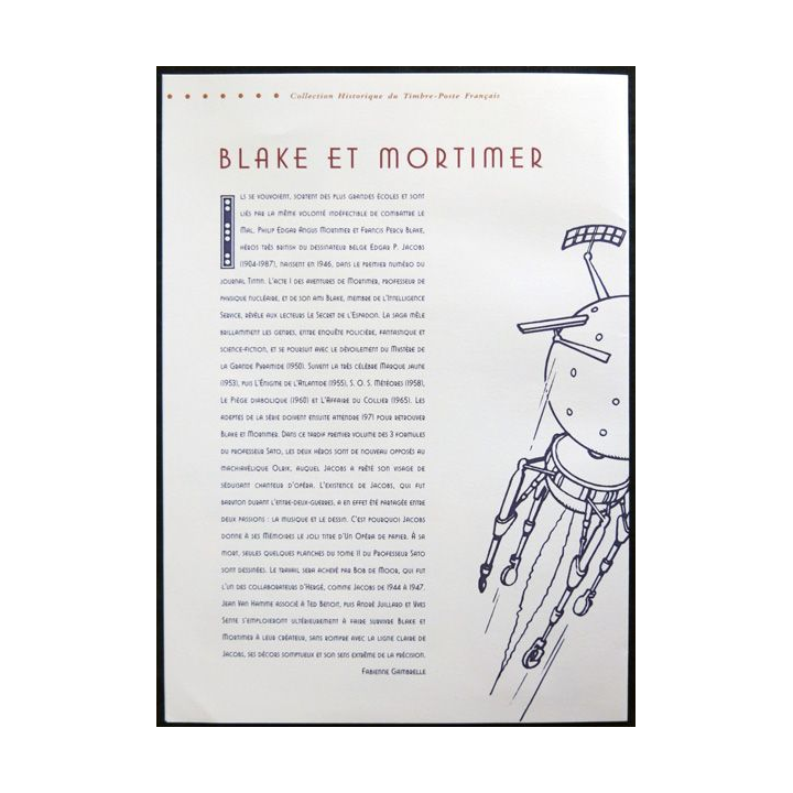 Document philatéliques officiels la Poste Blake et Mortimer (double page)