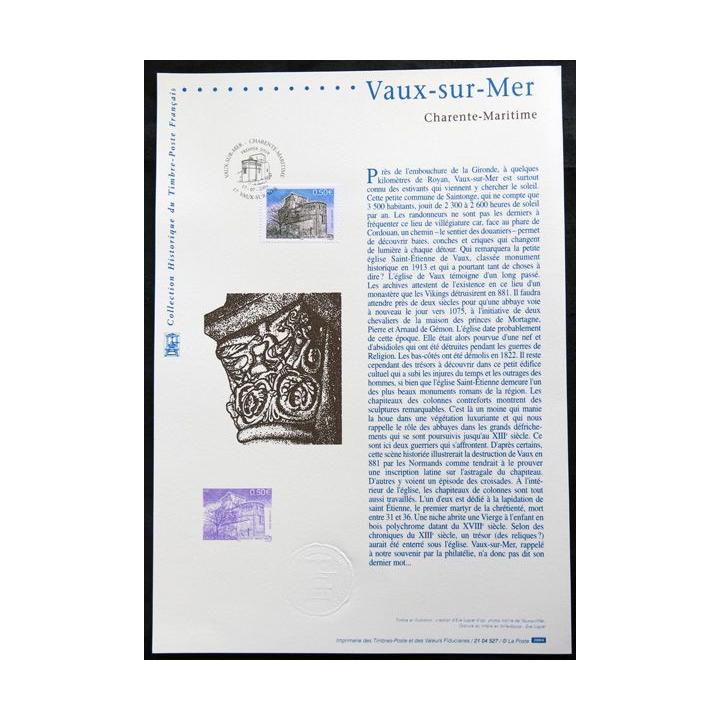 Document philatéliques officiels la Poste Vaux-sur-Mer Charente-Maritime