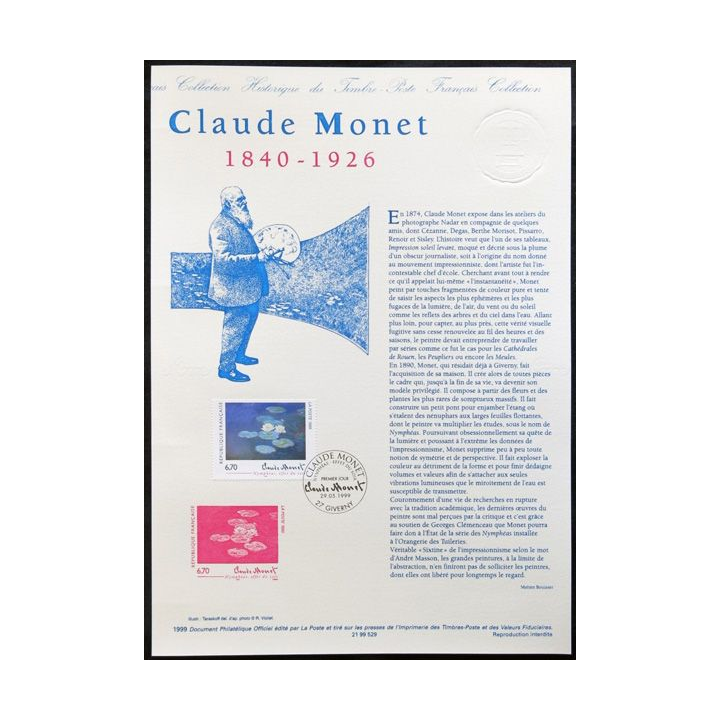 Document philatéliques officiels la Poste Claude Monet 1840-1926