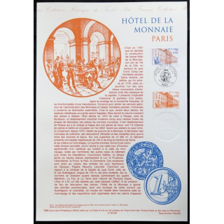 Document philatéliques officiels la Poste Hôtel de la Monnaie Paris