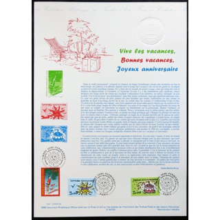 Document philatéliques officiels la Poste vive les vacances, bonnes vacances
