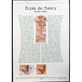 Document philatéliques officiels la Poste Ecole de Nancy Emile Gallé