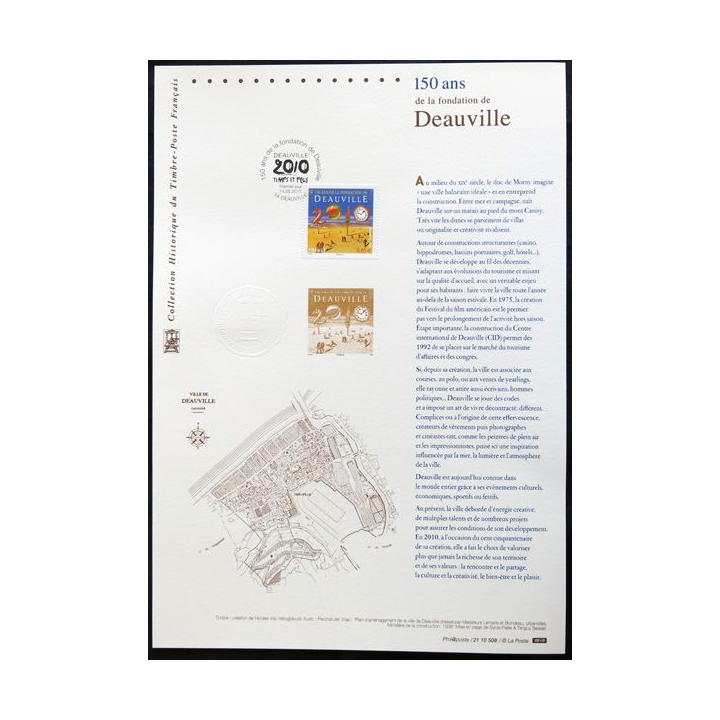 Documents philatéliques officiels la Poste 150° ans de la fondation de Deauville