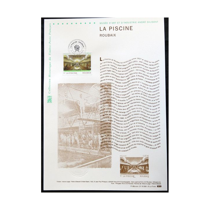 Documents philatéliques officiels la Poste La Piscine Roubaix