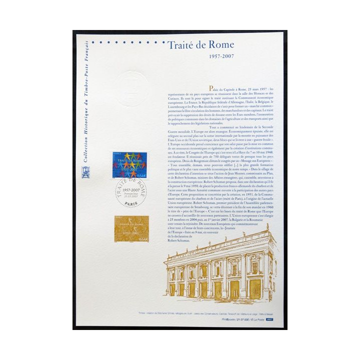Documents philatéliques officiels la Poste Traité de Rome 1957-2007