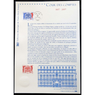 Documents philatéliques officiels la Poste Cour des Comptes 1807-2007