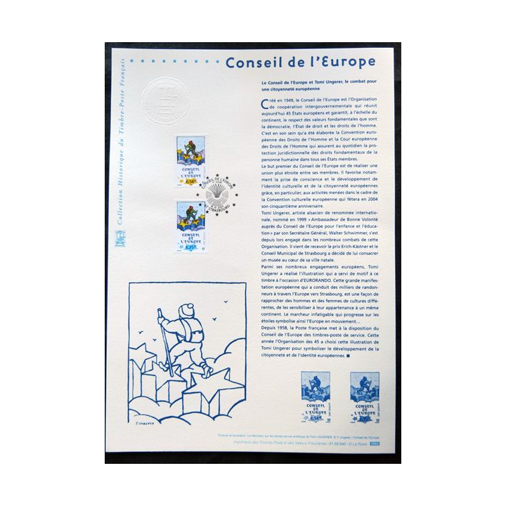 Documents philatéliques officiels la Poste Le Conseil de l'Europe