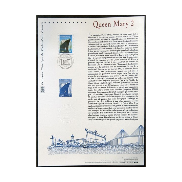 Documents philatéliques officiels la Poste Queen Mary 2