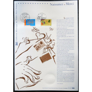 Documents philatéliques officiels la Poste : Naissance  . Merci
