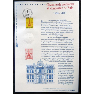 Documents philatéliques officiels la Poste : Chambre de commerce et d'industrie de Paris 1803-2003