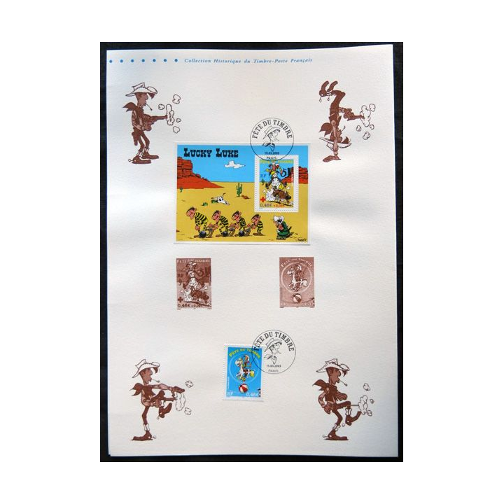 Documents philatéliques officiels la Poste : Lucky Luke (double page)