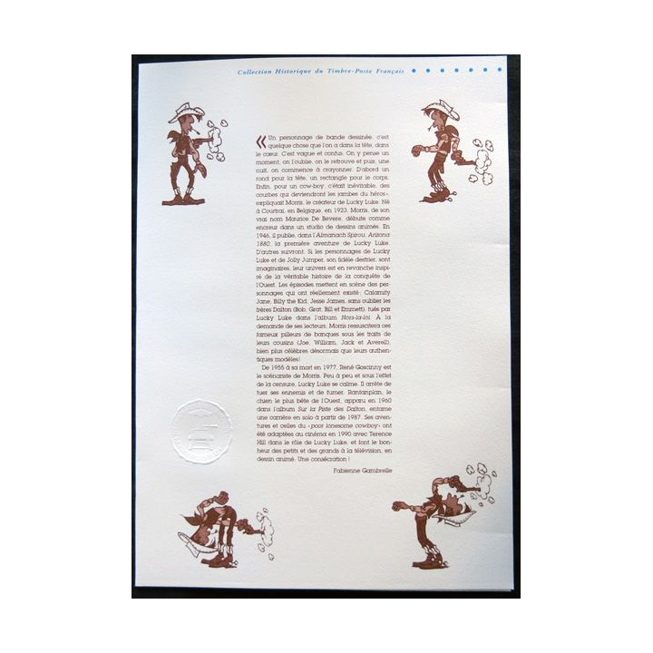 Documents philatéliques officiels la Poste : Lucky Luke (double page)