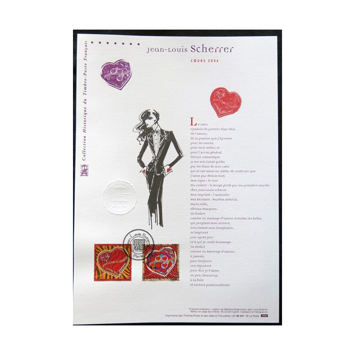 Documents philatéliques officiels la Poste : Jean-Louis Scherrer - Coeur 2006