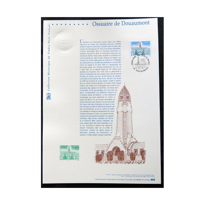 Documents philatéliques officiels la Poste : Ossuaire de Douaumont