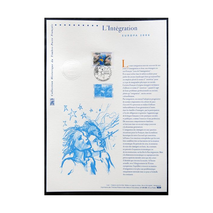 Documents philatéliques officiels la Poste : L'Intégration Europa 2006