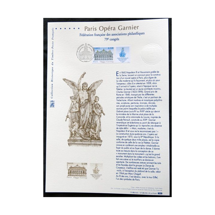 Documents philatéliques officiels la Poste : Paris Opéra Garnier 79° congrès