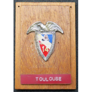14° RCP : insigne  du 14° régiment de chasseurs parachutiste sur support bois