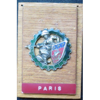 1° RT : Insigne métallique du 1° régiment du Train sur support bois