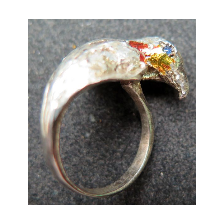 Bague en métal argenté AIGLE réalisé par des apprentis joailliers TDD 55