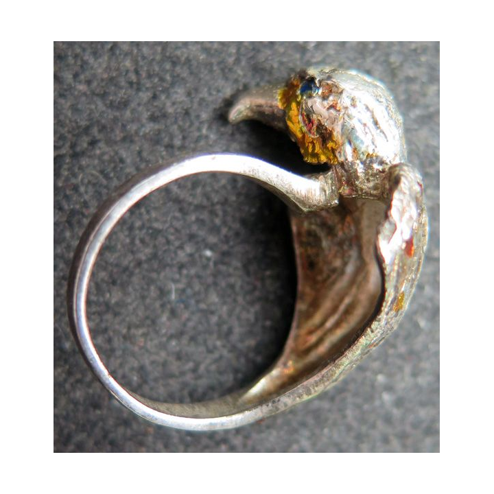 Bague en métal argenté AIGLE réalisé par des apprentis joailliers TDD 55