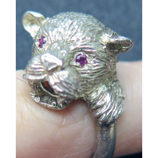 Bague en métal argenté LION réalisé par des apprentis joailliers TDD 54