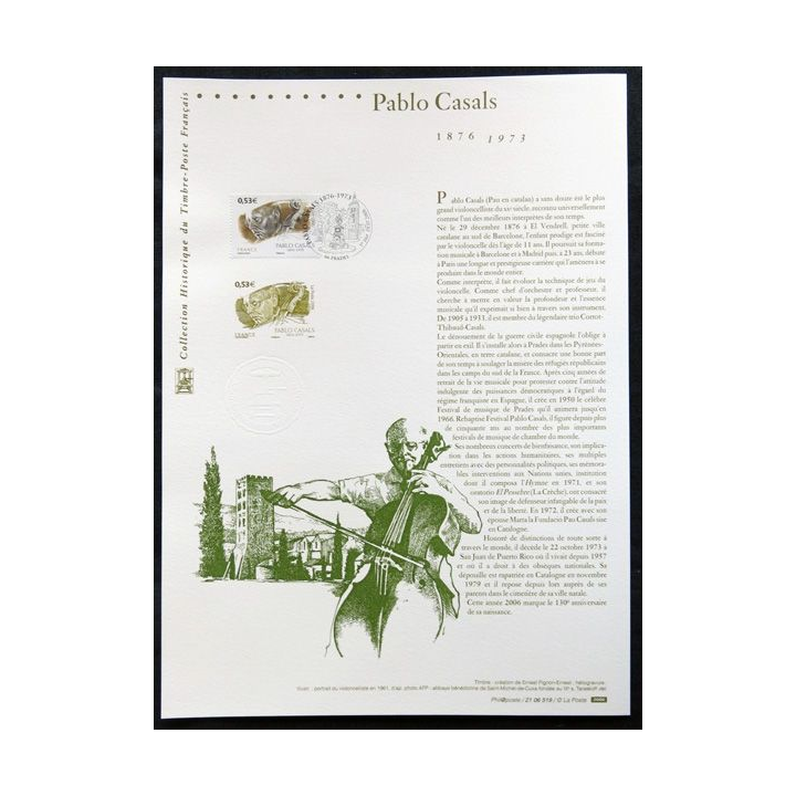 Documents philatéliques officiels la Poste : Pablo Casals 1876-1973