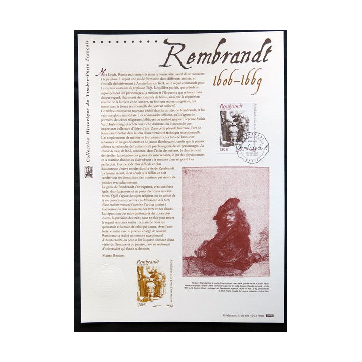 Documents philatéliques officiels la Poste : Rembrandt 1606-1669