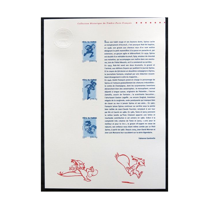 Documents philatéliques officiels la Poste : Fête du timbre 2006  Spirou  (double page)