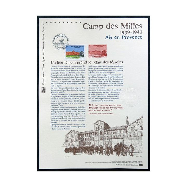 Documents philatéliques officiels la Poste : Camp des Milles - 1939-1942 Aix en Provence