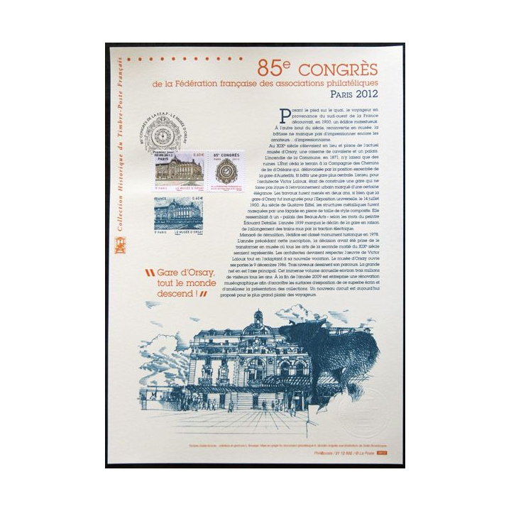 Documents philatéliques officiels la Poste : 85° congrès associations philatéliques