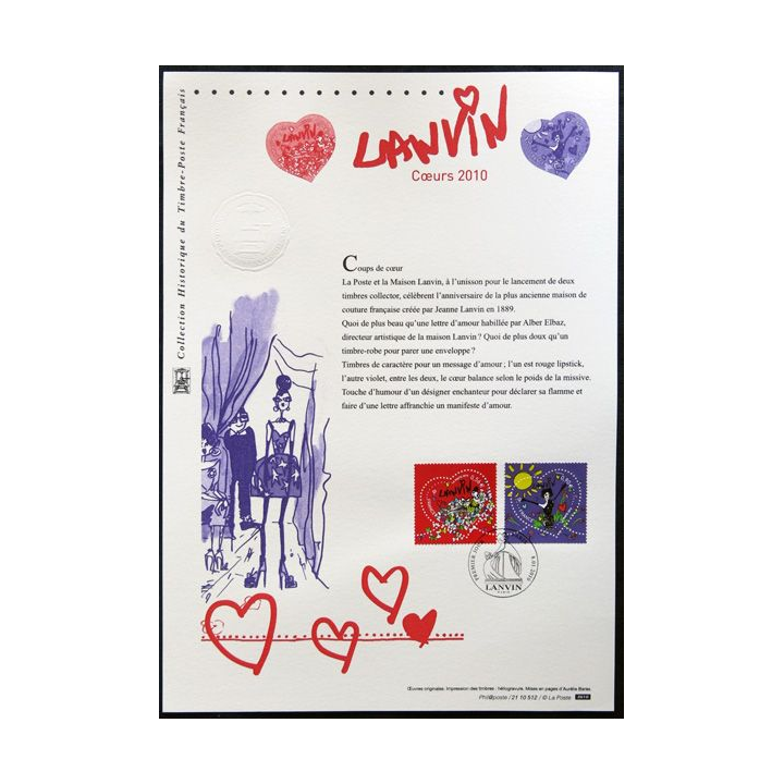 Documents philatéliques officiels la Poste : Lanvin - Cœurs 2010