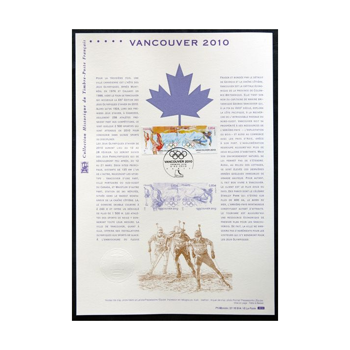 Documents philatéliques officiels la Poste : Vancouver 2010