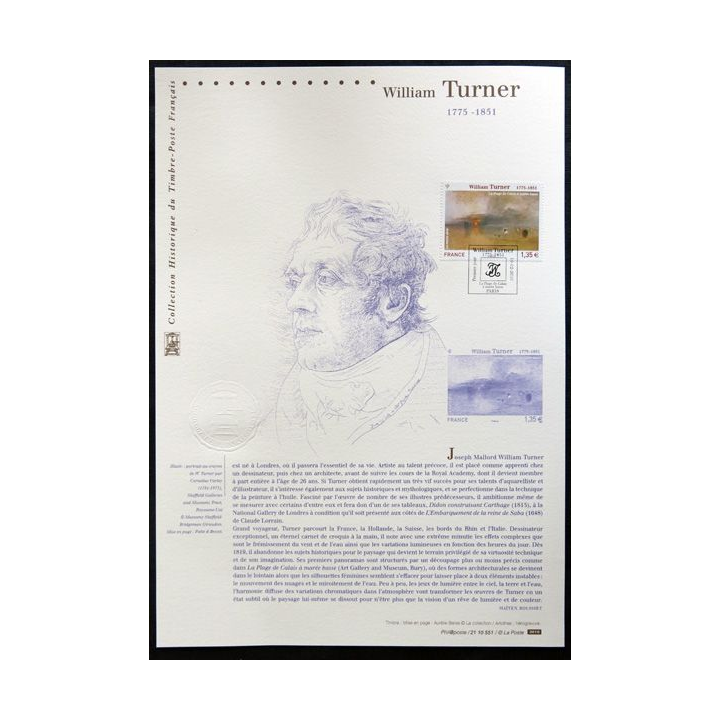 Documents philatéliques officiels la Poste : William Turner 1775-1851