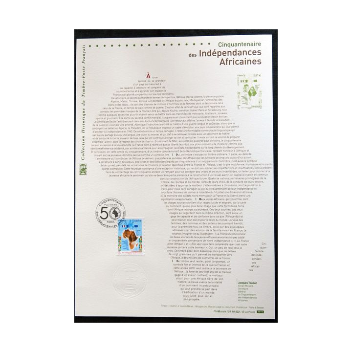 Documents philatéliques officiels la Poste : Cinquantenaire des indépendances africaines